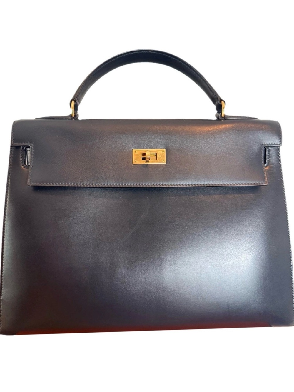 Hermes vintage Kelly box navy blue amazing shape